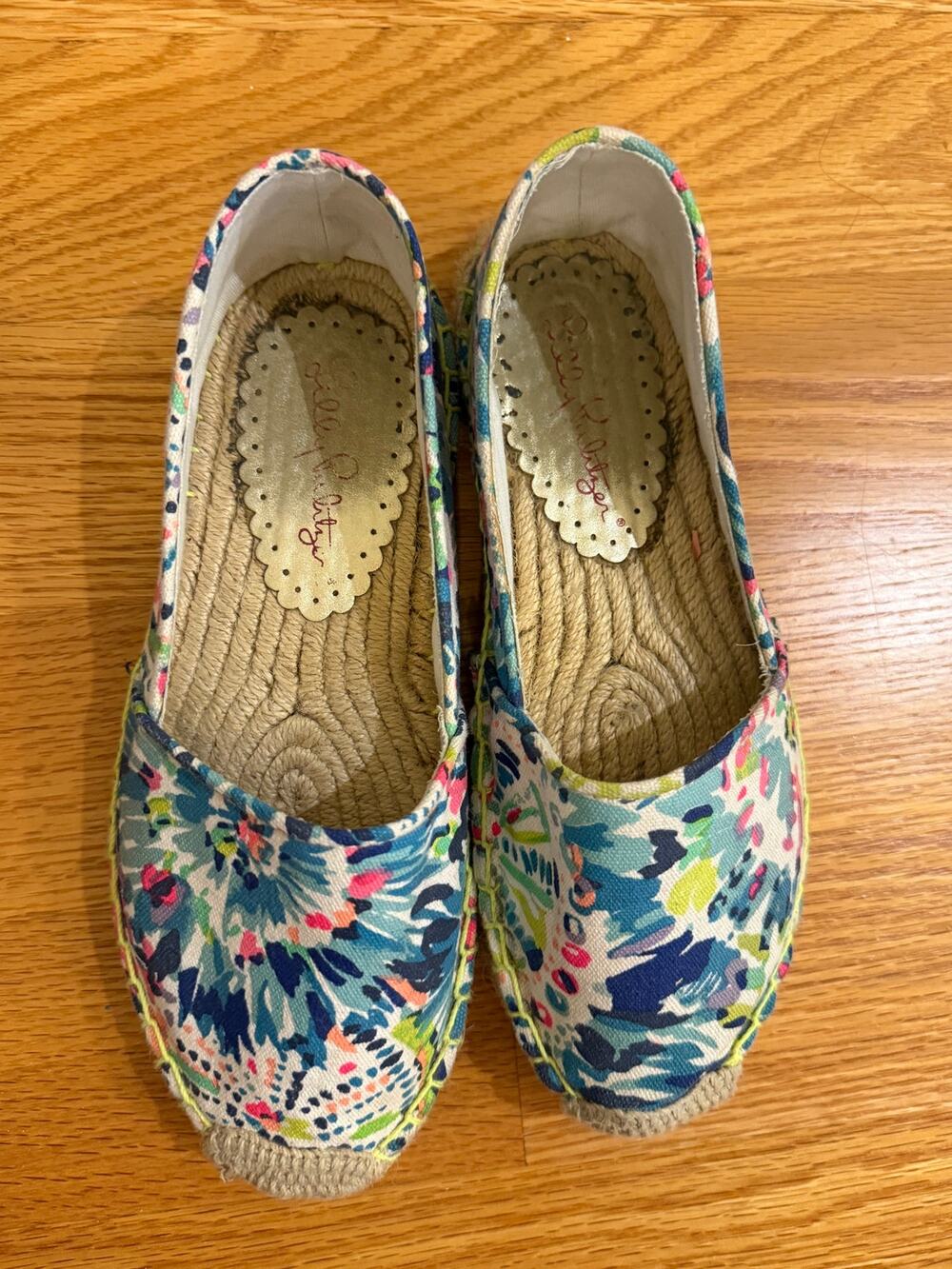 Lilly Pulitzer Lia Espadrille Flat-Dive In-Canvas Sz 7 Slip On Comfort Shoes